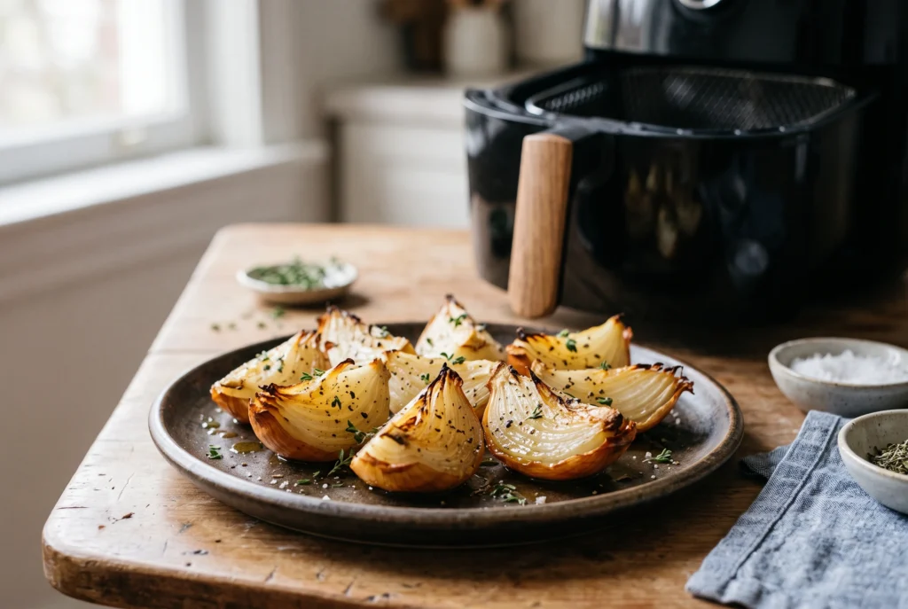 Como fazer cebola assada na air fryer sem queimar as pontas