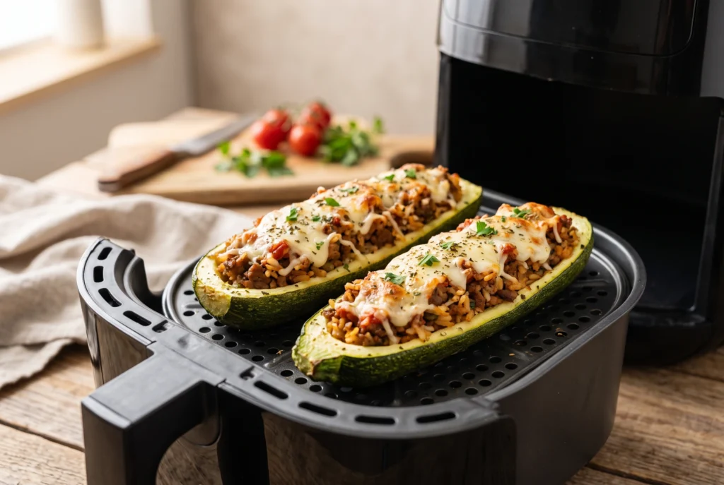 Como preparar abobrinha recheada na air fryer sem soltar água demais