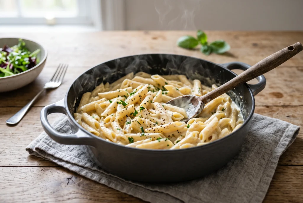 Como preparar um macarrão cremoso rápido usando uma única panela