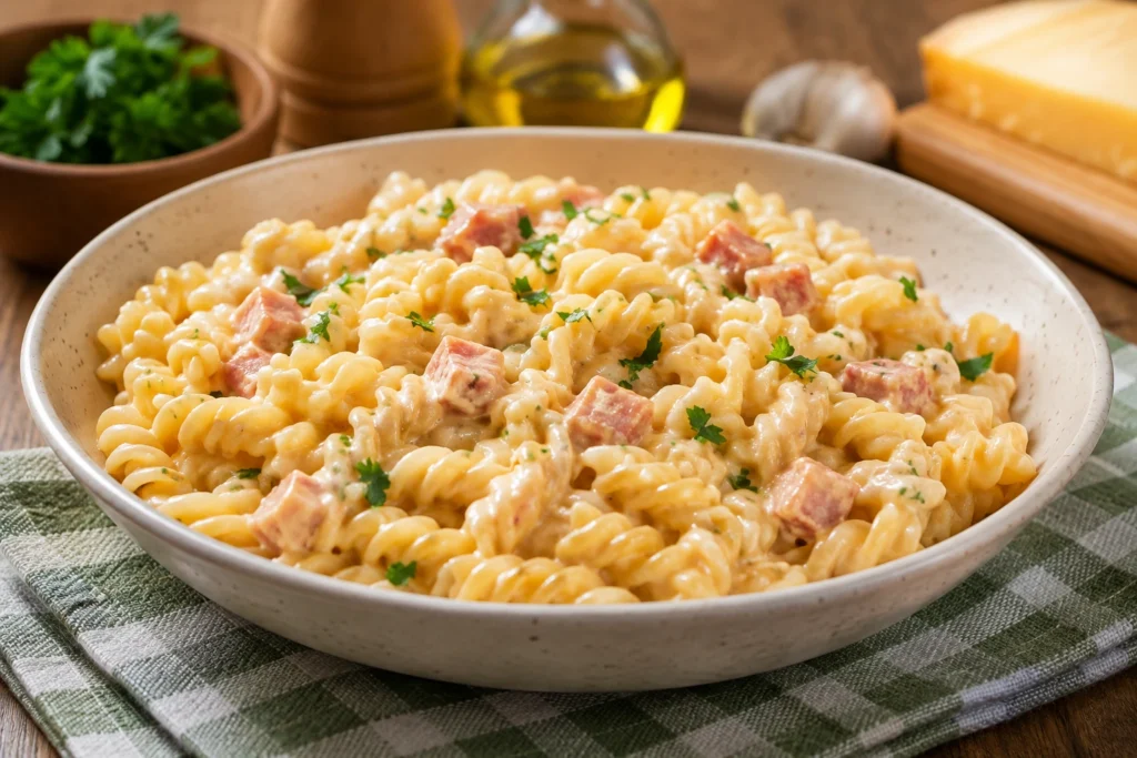 Macarrão cremoso barato para almoço em família